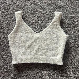 Cozy White Knit Crop Top